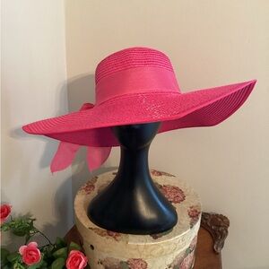 NEW Kentucky derby  Tea Party Hot Pink Wide-Brim Hat
